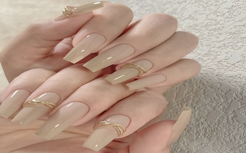 Mẫu Nail Đính Charm/ Đá Nude