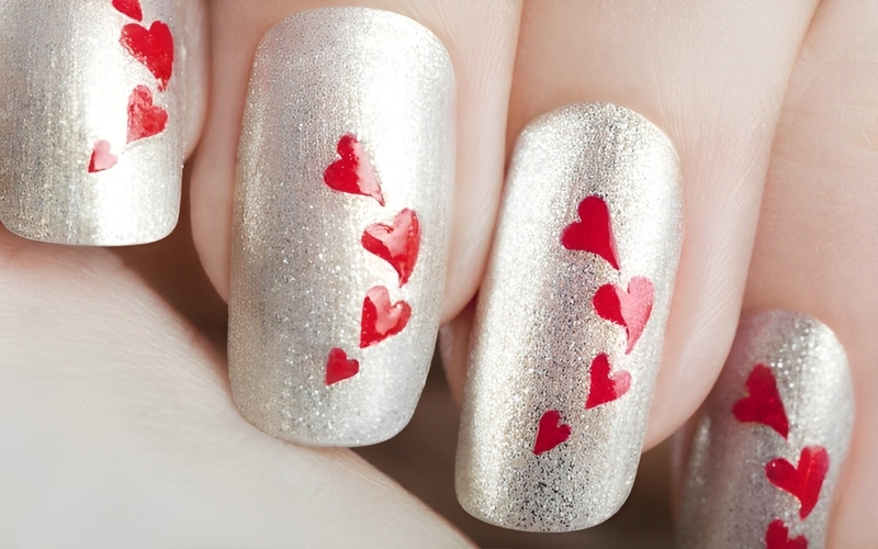 Mẫu Nail Sticker Hình Trái Tim